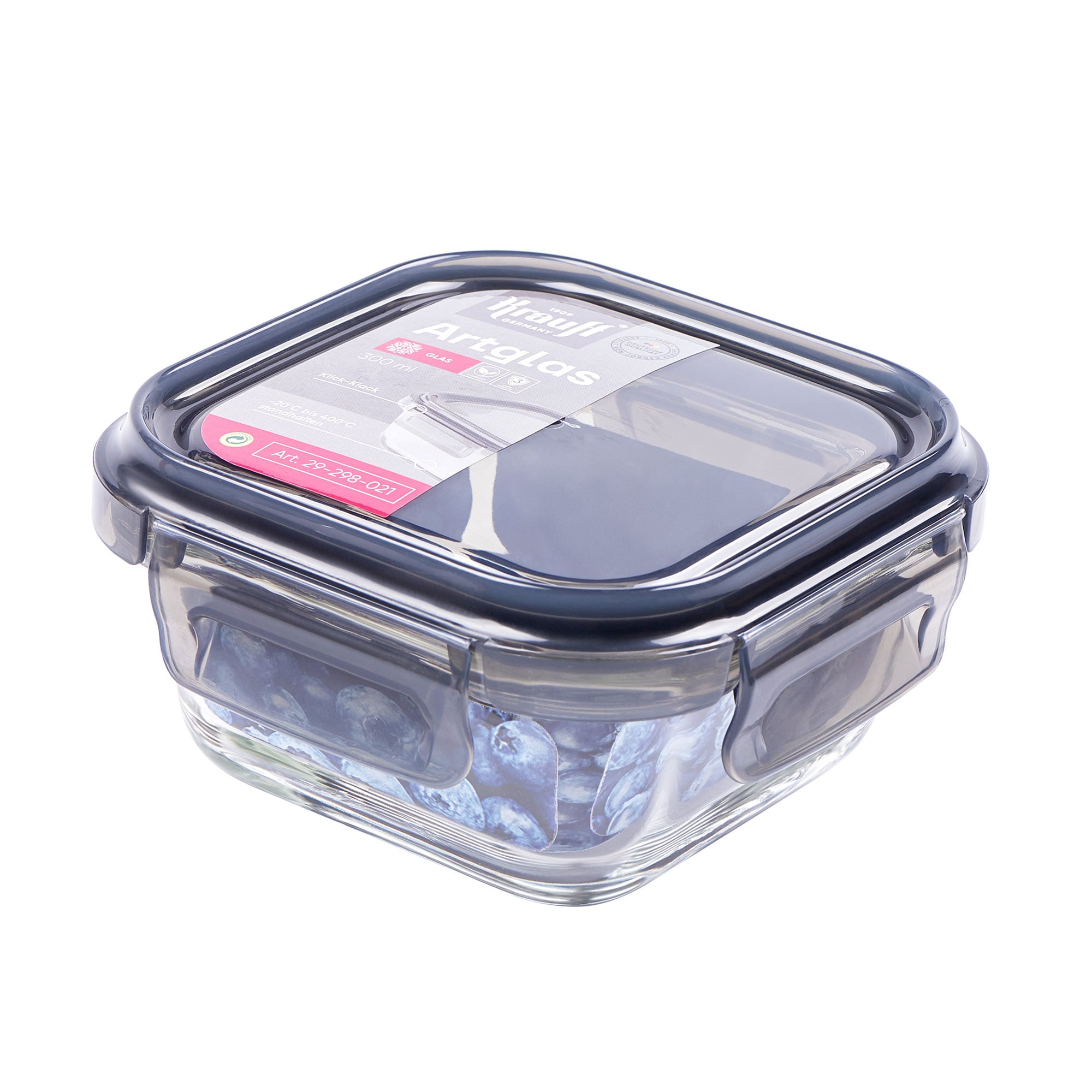 Контейнер для зберігання Krauff Artglass з кришкою, 11.2*11.2*5.1 см, 300 мл (29-298-021)